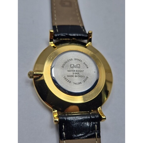 Mens Q & Q By Citizen Quartz Gold Tone Dress Watch White BlackNew Battery 30M WR - Picture 12 of 12